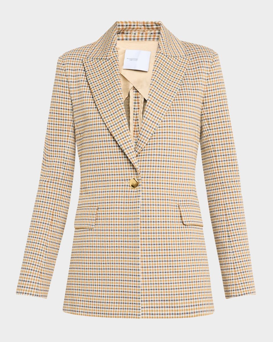 Houndstooth Double-Knit Single-Breasted Jacket